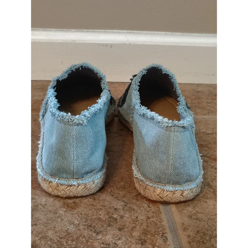 NWT Talbots Izzy Frayed Denim Boho Flat Espadrilles